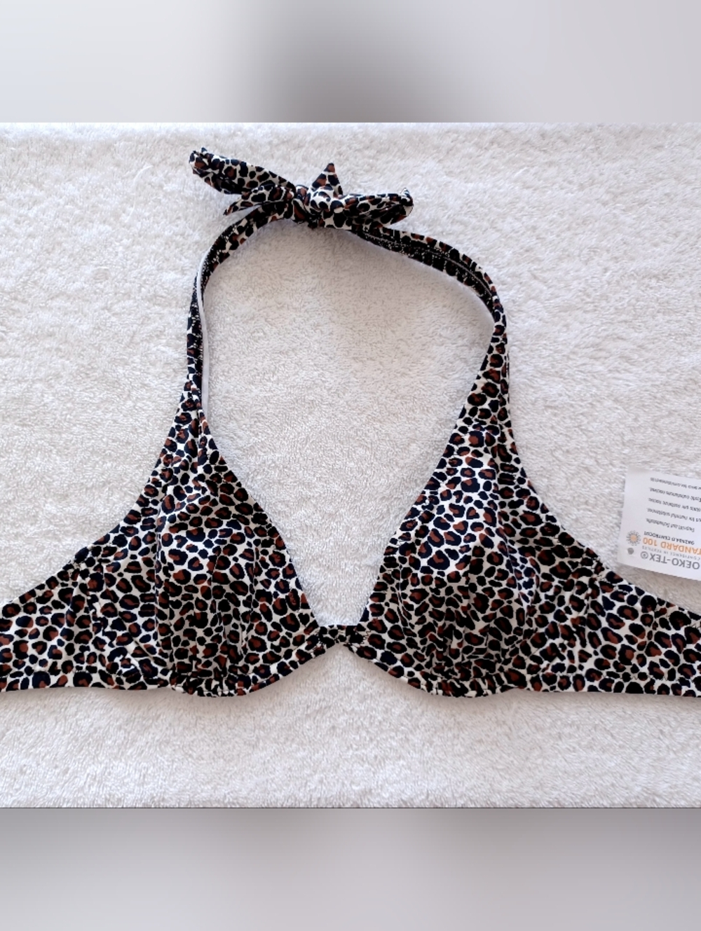 Lascana For Venus Leopard Print Triangle Halter Bikini Top, Size A